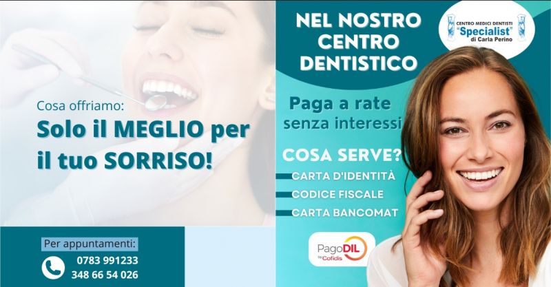 Dentista pagamenti a rate interessi zero Mogoro
