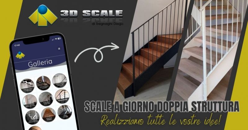 Realizzazione scala a giorno con doppia struttura portante