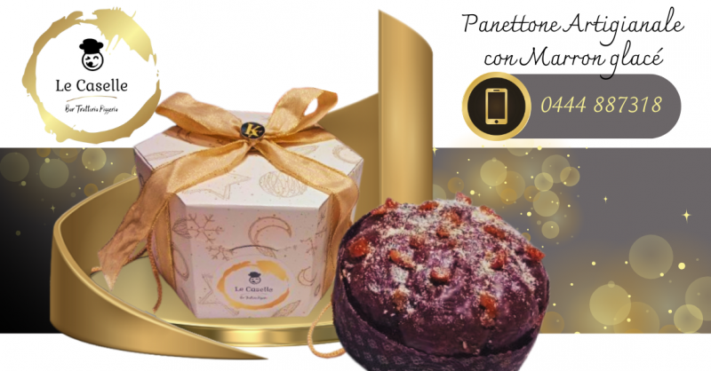 1 Kg panettone artigianale con marron glacé farcito con crema di castagne