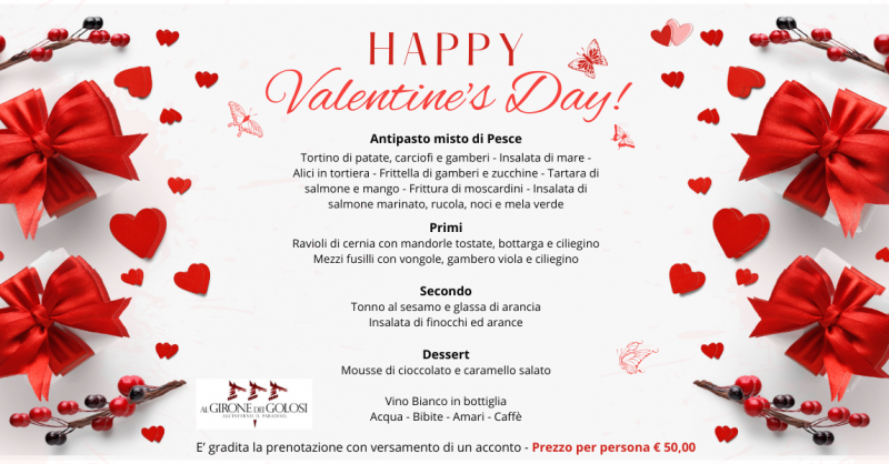 ristorante di pesce con menu fisso per san valentino