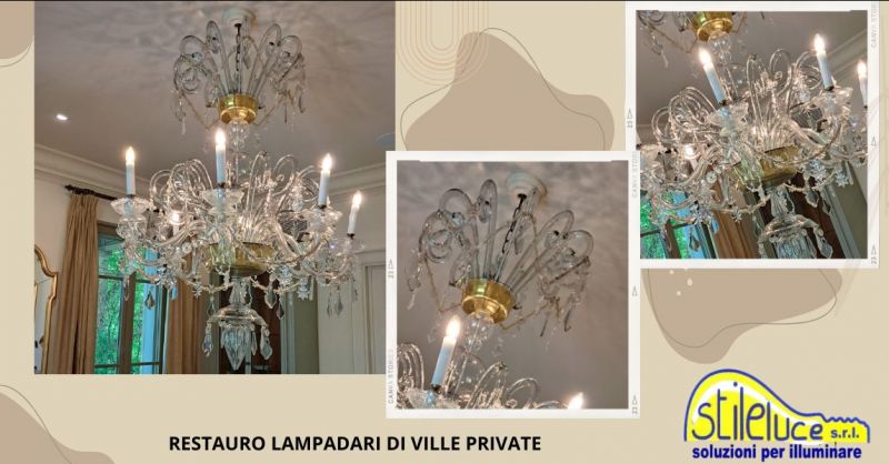 restauro lampadari cristallo ville private in Versilia