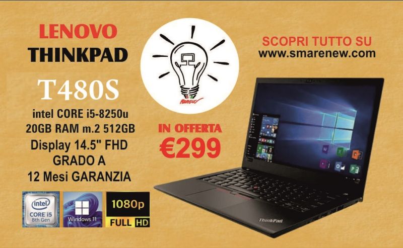 PC lenovo ThinkPad T480S Ricondizionato in offerta